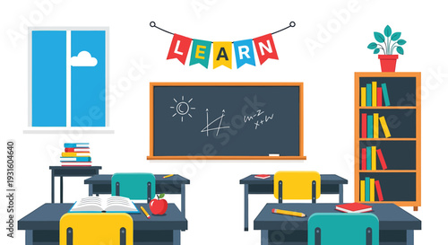 Set of 1 classroom interior vector
