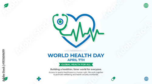 Modern flat vector design featuring a heart outline combined with a stethoscope forming a heartbeat line.