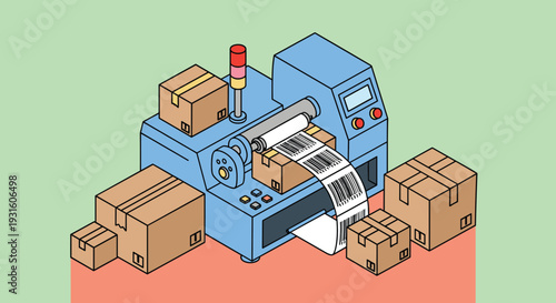 Industrial Packaging Machine Processing Cardboard Boxes.