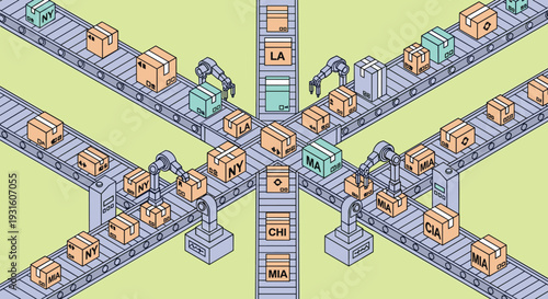Factory Automation Conveyor Belt System Production.