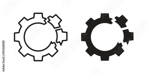 Broken gear icon collection. Vector design pack