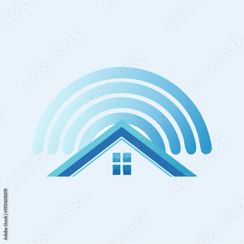 Home Wi-Fi signal waves emanating from a rooftop icon