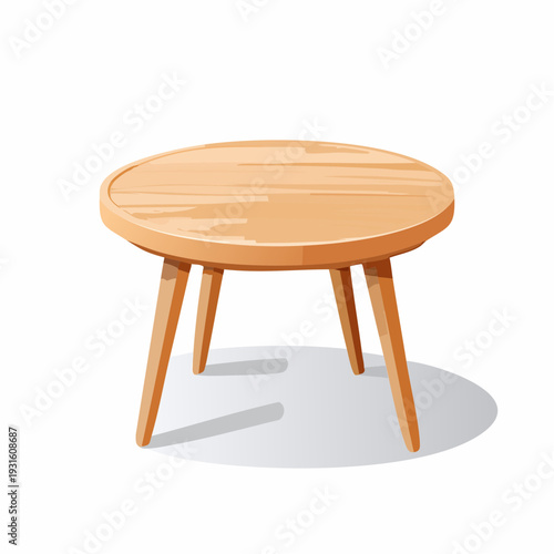 Minimalist Round Wooden Coffee Table with Three Tapered Legs