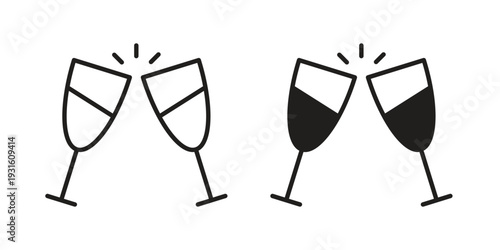 champagne glasses icon collection. Vector design pack