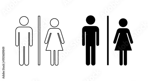 Restroom sign with male and female gender icons for toilet location
