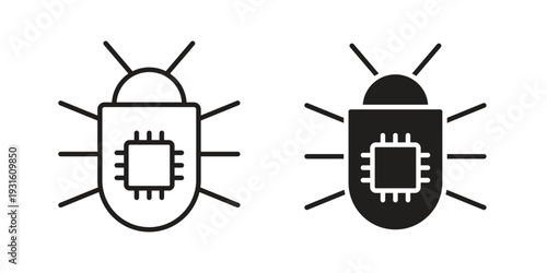 Computer bug icon collection. Vector design pack