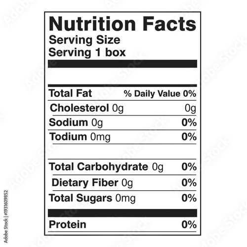 Detailed Nutrition Facts Label Indicating Serving Size and Dietary Information on Isolated White Background