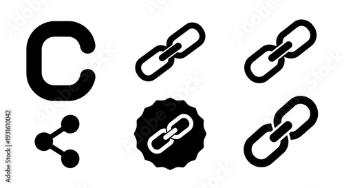 Link and chain icon set for hyperlink and connection symbols
