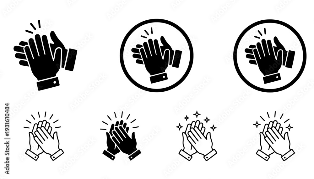 Fototapeta premium Clapping hands icon set for applause and celebration symbols 
