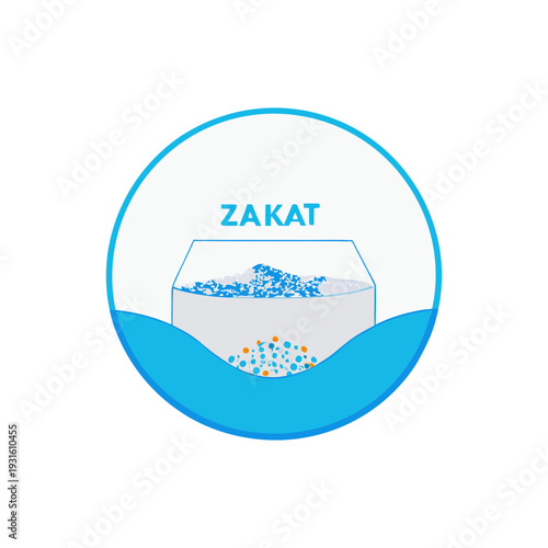 Zakat Al Fitr Charity Presentation Concept with Islamic Donation Symbol, Ramadan Giving, Almsgiving Support, Community Help, Spiritual Contribution, Religious Aid and Generosity Theme Illustration