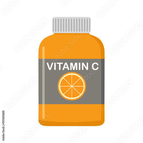 Vitamin C vector illustration Healthy eating and diet Different food rich of vitamin C Dietetic organic nutrition Food supplement and health care concept Source of vitamin C fruits and vegetables