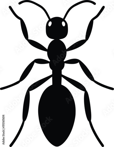 Ant silhouette vector art illustration and minimal black and white design