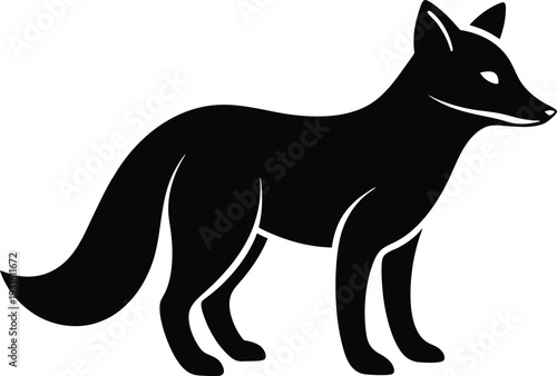 Arctic fox silhouette vector art illustration and minimal black and white design