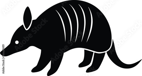 Armadillo silhouette vector art illustration and minimal black and white design
