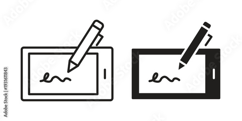 Electronic signature icon collection. Vector design pack