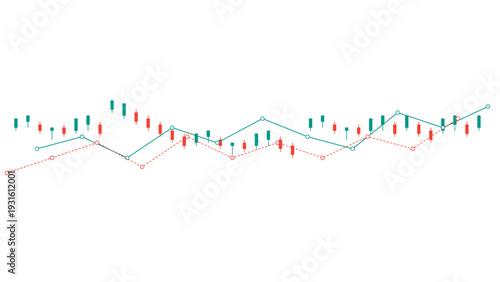 Candlestick Chart Financial Market Candlestick Chart with Trend Lines and Stock Trading Data Visualization Graph Financial Market Analysis Vector Illustration Background Design