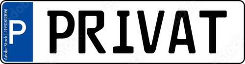 privat parking shield in german license plate style