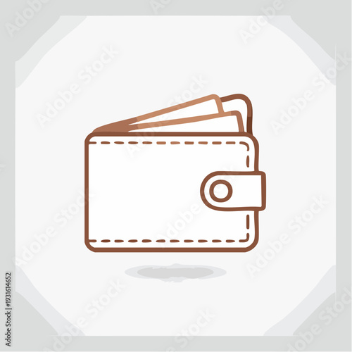 Minimalist icon of a wallet with cash, a symbol for finance and payment