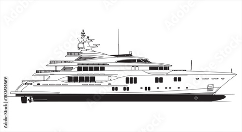 Speed Boat Blueprint – Luxury Motorboat Engineering CAD Technical Drawing