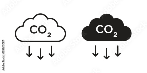 Low carbon dioxide icon collection. Vector design pack