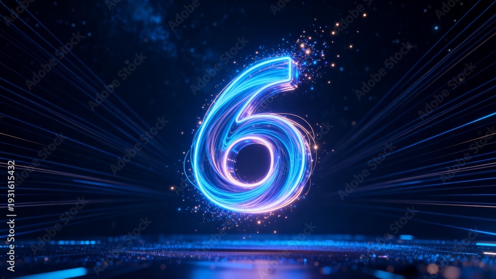 Fototapeta premium Deep cosmic blue background with a huge floating digital 