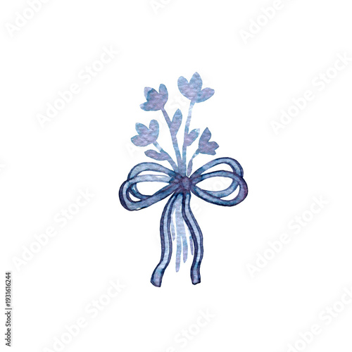 Watercolour hand drawn blur flowers cute bunch for beautiful and simple card design. Use as print, card, invitation, greeting card, label, stickers, element design, textile, wrapping paper, tattoo.