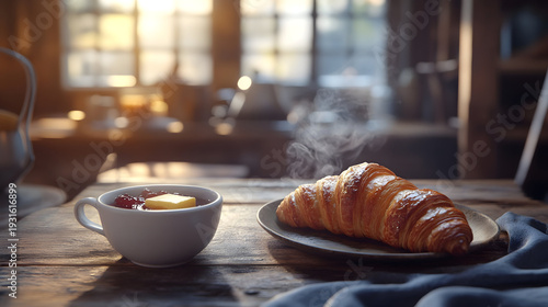 cup of coffee and croissant