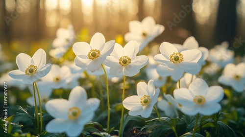 White Flowers Grow in a Forest With Green Plants During Springtime