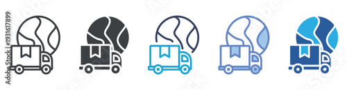 Logistics icon set multiple style collection