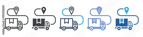 Route icon set multiple style collection