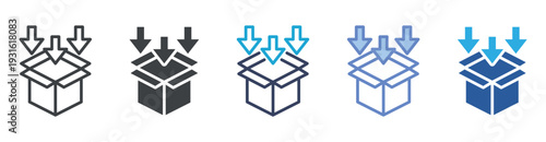 Packaging icon set multiple style collection