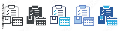 Planning icon set multiple style collection