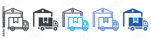 Warehouse icon set multiple style collection