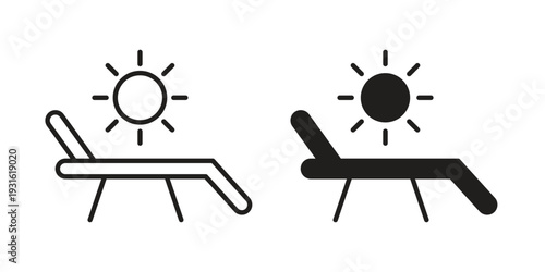 Sun bed icon collection. Vector design pack