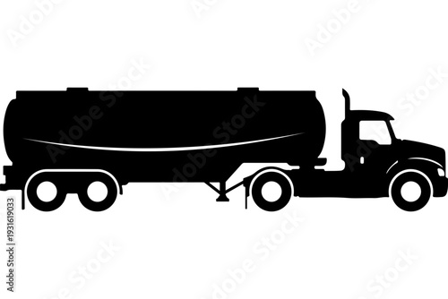Black Silhouette Tanker Truck Vector Illustration