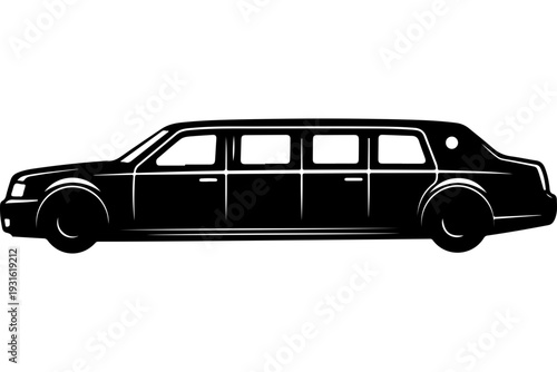 Elegant Black Stretch Limousine SVG Vector Illustration
