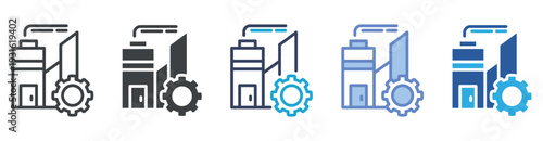 Manufacturer icon set multiple style collection