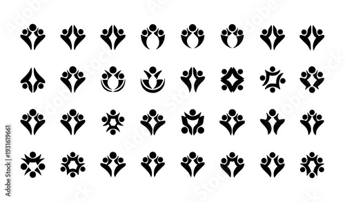Mega Collection of Abstract People Logo Icons for Teamwork Unity Community Branding Vector Set