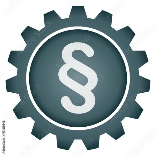 Legal Law Regulation Icon with Gear Background Professional Jurisprudence Concept Isolated Graphic Element Vector PNG Design