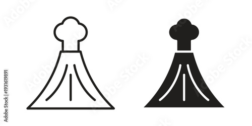 Volcano eruption icon collection. Vector design pack