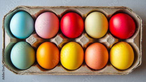 Colorful Eggs in a Carton Ready for Decoration and Celebration During Spring ...