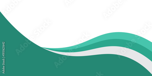 Abstract Teal Wave Background With Layered Green and White Curves for Modern Design