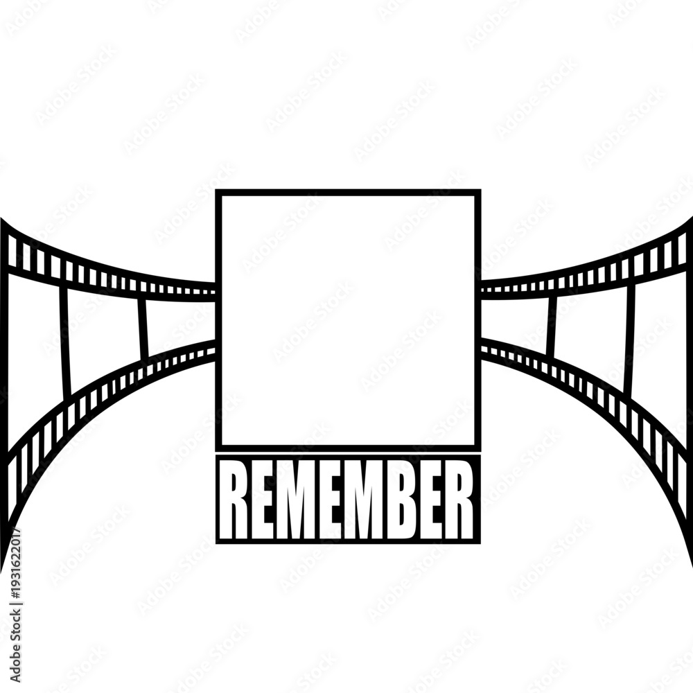 Fototapeta premium Curved Film Strip Frame with Single Photo Placeholder and 'Remember' Text