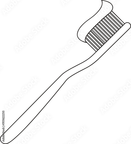 Toothbrush line icon in black and white outline style, dental hygiene tool isolated vector illustration for healthcare and oral care design