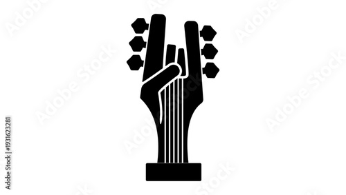 hand-shaped guitar, black isolated silhouette