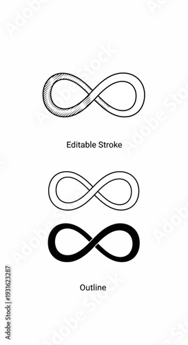 Three variations of infinity symbol design elements.