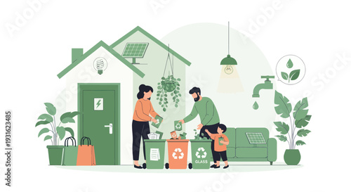 eco friendly family recycling at home