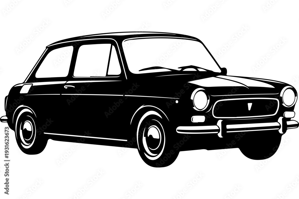 Obraz premium Vintage Compact Car Vector Illustration
