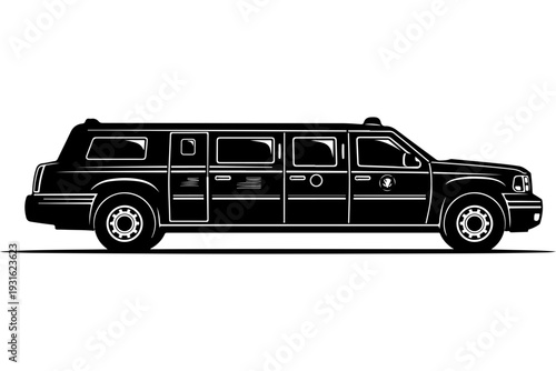 Black Presidential Limousine Vector Illustration
