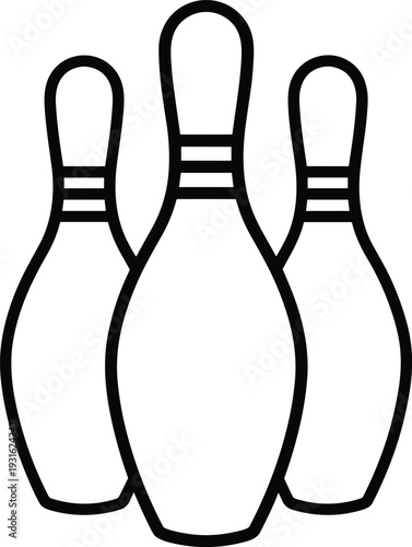 Bowling pins icon in bold outline style, sports and recreation symbol isolated on white background, tenpin bowling equipment vector illustration for game design